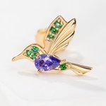 Personalizado Colibrí piedra de nacimiento circón Pendientes Dainty Joyería Cumpleaños Aniversario Regalo para Mujeres Colibrí Amantes