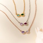 Gepersonaliseerde dubbele geboortesteen sterling zilveren oneindigheid ketting sierlijke sieraden Valentijnsdag verjaardag cadeau voor paar vriendin vrouwen