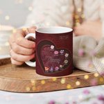 Personalisierte Vintage Herz Geburt Blume 11 oz Keramik Becher mit 1-12 Namen und Titel Geburtstag Weihnachten Geschenk für Mama Oma