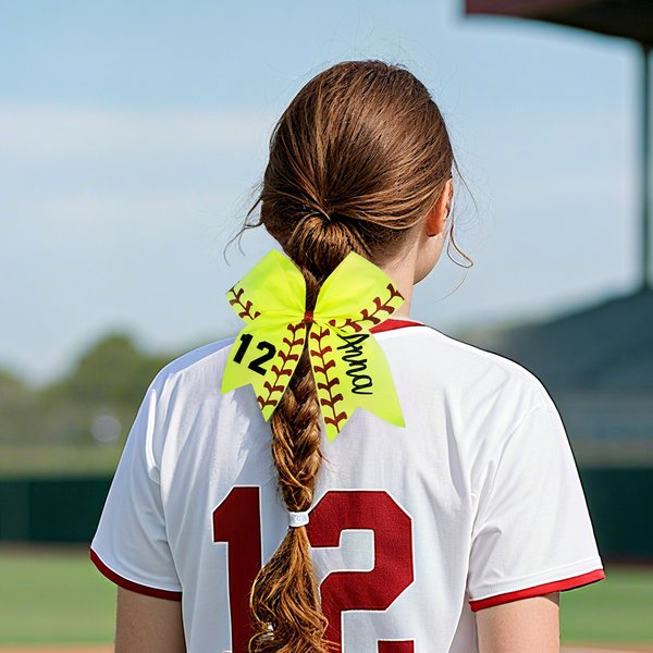 Personalized Softball Bow Sport Hair Accessories with Initial and Name Game Day Birthday Gift for Softball Players