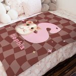 Spersonalizowany koc z imieniem i inicjałami Horse Fantasy Unicorn Cute Animal Miękki koc z imieniem i inicjałami Prezent urodzinowy dla chłopców i dziewczynek