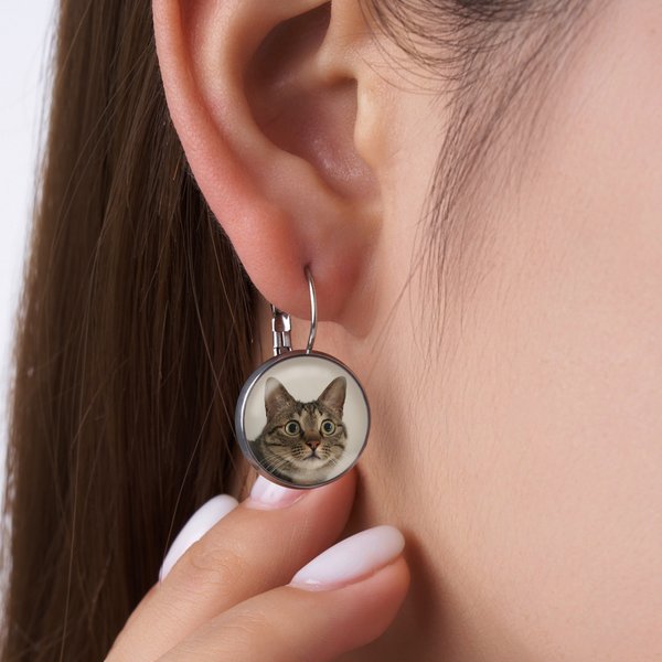 Boucles d'oreilles pendantes avec photo personnalisée Anniversaire Cadeau d'anniversaire pour femmes Amoureux des animaux de compagnie