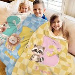 Spersonalizowany koc z imieniem i inicjałami Horse Fantasy Unicorn Cute Animal Miękki koc z imieniem i inicjałami Prezent urodzinowy dla chłopców i dziewczynek