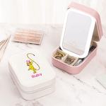 Personalised Cute Long-Tailed Marsupilami PU Leather Jewellery Box with Name and Adjustable LED Mirror Birthday Gift for Girls | Callie × Marsupilami®