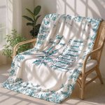 Spersonalizowany koc z imieniem i nazwiskiem Toile De Jouy Birth Flower Bible Chapter Soft Throw Blanket Baptism Birthday Christmas Gift for Women Christians