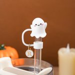 Personalized Bat Pumpkin Witch Hat Ghost Straw Topper with Initial Charm Accessory for Stanley Cup Halloween Gift for Family Friends