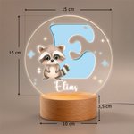 Gepersonaliseerd Cartoondieren Initiaal Naam LED Nachtlampje met Houten Basis Kinderkamer Decoratie Verjaardag of Babyshower Cadeau voor Kinderen