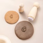 Personalised Clay Pottery Stamp with Text and Wood Round Handle Birthday Pottery Making Gift for Handicraft Lovers Pottery Makers