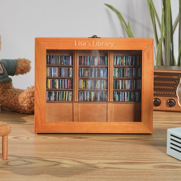 Personalized Anxiety Relief Wooden Miniature Bookshelf with Text and Mini Books Home Library Decor Birthday Gift for Book Lovers