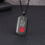 Personalised Identification Medical Alert Symbol ID Tag Necklace with Engraved Texts Emergency Survival Birthday Gift for Friends Family