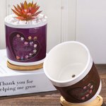 Personalized Vintage Heart Birth Flower Ceramic Plant Pot with 1-12 Names and Title Home Decor Christmas Gift for Mom Grandma