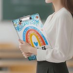 Personalisierte Glitter Regenbogen Apfel Acryl Zwischenablage mit Text Schule liefert Lehrer Anerkennung Woche Geschenk für Lehrer