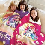 Henkilökohtainen Fantasy Unicorn Unicorn Dreamy Moon pehmeä heittää peitto nimi Home Decor Syntymäpäivä Baby Shower lahja tytöille