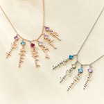 Gepersonaliseerde 1-8 Geboortesteen & Naam Hangende Hangers Familieketting Verjaardag Verjaardag Kerstcadeau voor Vrouwen Oma Moeder