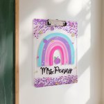 Personalisierte Glitter Regenbogen Apfel Acryl Zwischenablage mit Text Schule liefert Lehrer Anerkennung Woche Geschenk für Lehrer