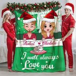 Gepersonaliseerde Cartoon Kerstmuts Vrouw Man Kat Zachte Deken met Naam en Tekst Home Decor Kerstcadeau voor Koppels