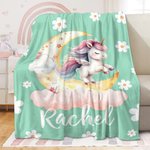Henkilökohtainen Fantasy Unicorn Unicorn Dreamy Moon pehmeä heittää peitto nimi Home Decor Syntymäpäivä Baby Shower lahja tytöille