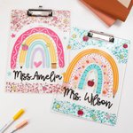 Personalisierte Glitter Regenbogen Apfel Acryl Zwischenablage mit Text Schule liefert Lehrer Anerkennung Woche Geschenk für Lehrer