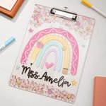 Personalisierte Glitter Regenbogen Apfel Acryl Zwischenablage mit Text Schule liefert Lehrer Anerkennung Woche Geschenk für Lehrer