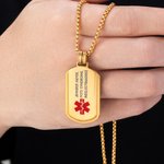 Personalised Identification Medical Alert Symbol ID Tag Necklace with Engraved Texts Emergency Survival Birthday Gift for Friends Family