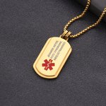 Personalised Identification Medical Alert Symbol ID Tag Necklace with Engraved Texts Emergency Survival Birthday Gift for Friends Family