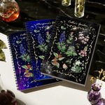 Cahier à spirales A5 gothique étoilé personnalisé avec nom Utilisation quotidienne Cadeau d'Halloween pour les amateurs de livres et les passionnés de plantes gothiques
