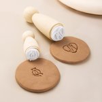 Personalised Clay Pottery Stamp with Text and Wood Round Handle Birthday Pottery Making Gift for Handicraft Lovers Pottery Makers