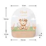 Personalisiertes Bär Fuchs LED-Nachtlicht mit Niedlichem Tier Holzsockel und Namen Kinderzimmer Deko Baby Party Geburtstag Geschenk für Mädchen Jungen