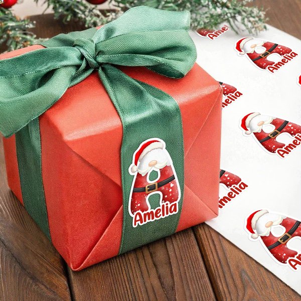 Personalisierte Weihnachtsmann Weihnachten erste wasserdichte Aufkleber Etiketten mit Namen Weihnachtsdekoration Party Favors für Familie Kinder