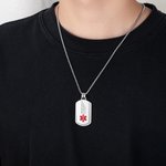 Personalised Identification Medical Alert Symbol ID Tag Necklace with Engraved Texts Emergency Survival Birthday Gift for Friends Family