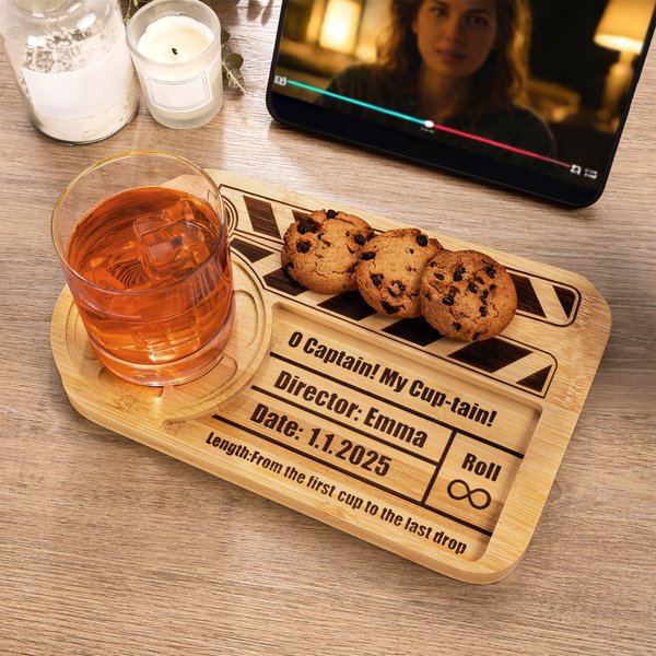 Gepersonaliseerd clapperboard met naam en datum voor dagelijks gebruik voor kookliefhebbers en theeliefhebbers.