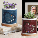 Personalized Vintage Heart Birth Flower Ceramic Plant Pot with 1-12 Names and Title Home Decor Christmas Gift for Mom Grandma