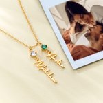 Gepersonaliseerde 1-8 Geboortesteen & Naam Hangende Hangers Familieketting Verjaardag Verjaardag Kerstcadeau voor Vrouwen Oma Moeder