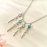 Gepersonaliseerde 1-8 Geboortesteen & Naam Hangende Hangers Familieketting Verjaardag Verjaardag Kerstcadeau voor Vrouwen Oma Moeder