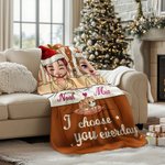 Gepersonaliseerde Cartoon Kerstmuts Vrouw Man Kat Zachte Deken met Naam en Tekst Home Decor Kerstcadeau voor Koppels