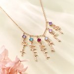 Gepersonaliseerde 1-8 Geboortesteen & Naam Hangende Hangers Familieketting Verjaardag Verjaardag Kerstcadeau voor Vrouwen Oma Moeder