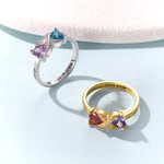 Personalised Heart Birthstones Infinity Ring with Engraved Names and Text Birthday Anniversary Engagement Gift for Women