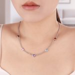 Personalized 1-5 Heart-Shaped Birthstones Necklace Exquisite Jewelry Mother's Day Birthday Anniversary Gift for Women