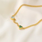Personalized 1-5 Heart-Shaped Birthstones Necklace Exquisite Jewelry Mother's Day Birthday Anniversary Gift for Women