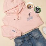 Personalized Embroidered Pet Face Photo Multicolor T-shirt Sweatshirt Hoodie with 1-2 Names Daily Wear Birthday Pet Memorial Gift for Pet Lovers