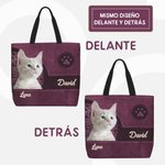Bolsa grande personalizada con patrón retro 1-3 fotos de animal y nombre regalo de cumpleaños para dueña de perro y amantes de los animales