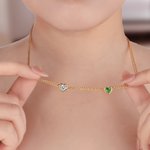 Personalized 1-5 Heart-Shaped Birthstones Necklace Exquisite Jewelry Mother's Day Birthday Anniversary Gift for Women