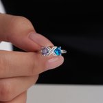 Personalised Heart Birthstones Infinity Ring with Engraved Names and Text Birthday Anniversary Engagement Gift for Women