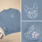 Personalized Embroidered Pet Face Photo Multicolor T-shirt Sweatshirt Hoodie with 1-2 Names Daily Wear Birthday Pet Memorial Gift for Pet Lovers