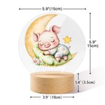 Personalizzato Luna Stella Cartoon Animali addormentati Luce notturna LED acrilico con base in legno e nome Nursery Decor Baby Shower Compleanno regalo per bambini