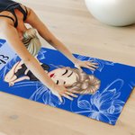 Personalized Cartoon Yoga Character Super Absorbent Yoga Towel Mat with Name and Mesh Pocket Sports Accessories Birthday Gift for Yoga Lovers Women