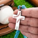 Personalised Magnetic Sparkle Rhinestone Beaded Baseball or Softball Cross Necklace with Number Game Day Birthday Gift for Ball Game Lovers