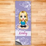 Personalized Cartoon Yoga Character Super Absorbent Yoga Towel Mat with Name and Mesh Pocket Sports Accessories Birthday Gift for Yoga Lovers Women