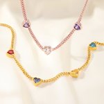 Personalized 1-5 Heart-Shaped Birthstones Necklace Exquisite Jewelry Mother's Day Birthday Anniversary Gift for Women