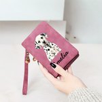 Personalized Dog Cat Pet Photo PU Leather Wristlet Wallet with Name and Multiple Card Slots Birthday Anniversary Gift for Pet Lovers Owners